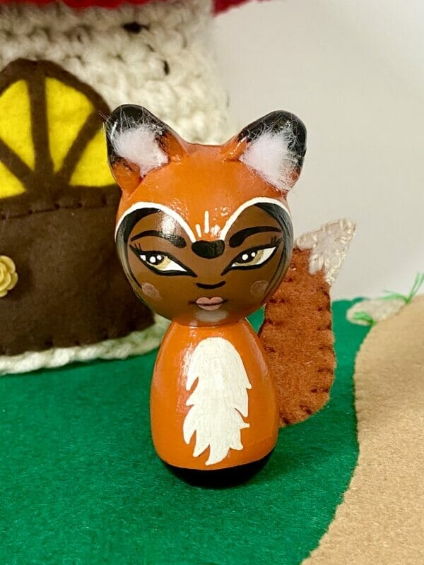 FOX WOODEN PEG DOLL