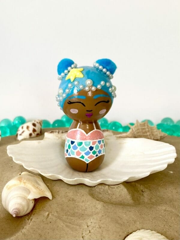 Mermaid Wooden Peg Doll - Handmade Mermaid Collectible - Image 14