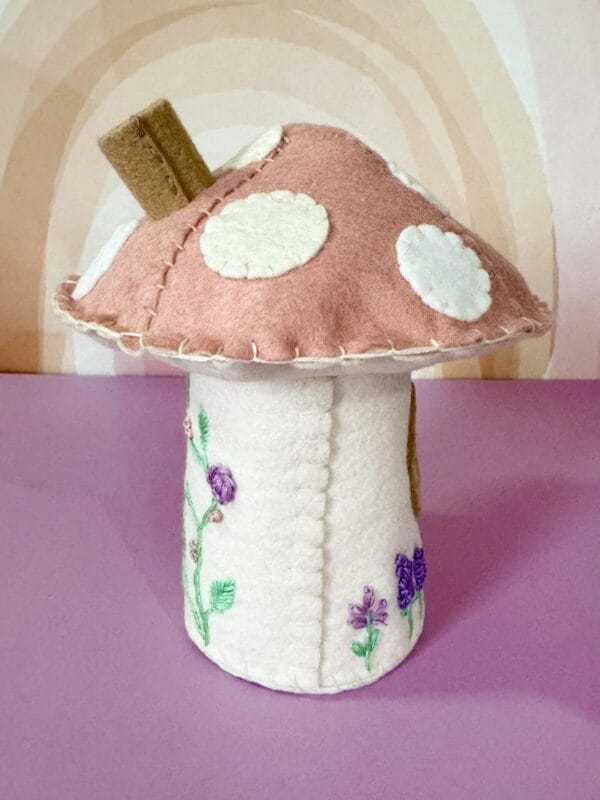 Embroidered Felt Mushroom Fairy House - Image 6